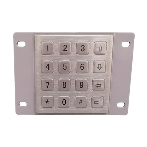 IP65 Rated 4x4 Stainless Steel Numeric Keypad with Waterproof Silicone Cover for Outdoor Self-Service Car Wash Machines(PS2,Layo