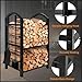 Amagabeli Fireplace Log Rack with 4 Tools 74 x 40 x 30 cm Fireplace Tool Set Large Capacity Firewood Rack Firewood Holder for Indoor Outdoor Storage Rack Tools