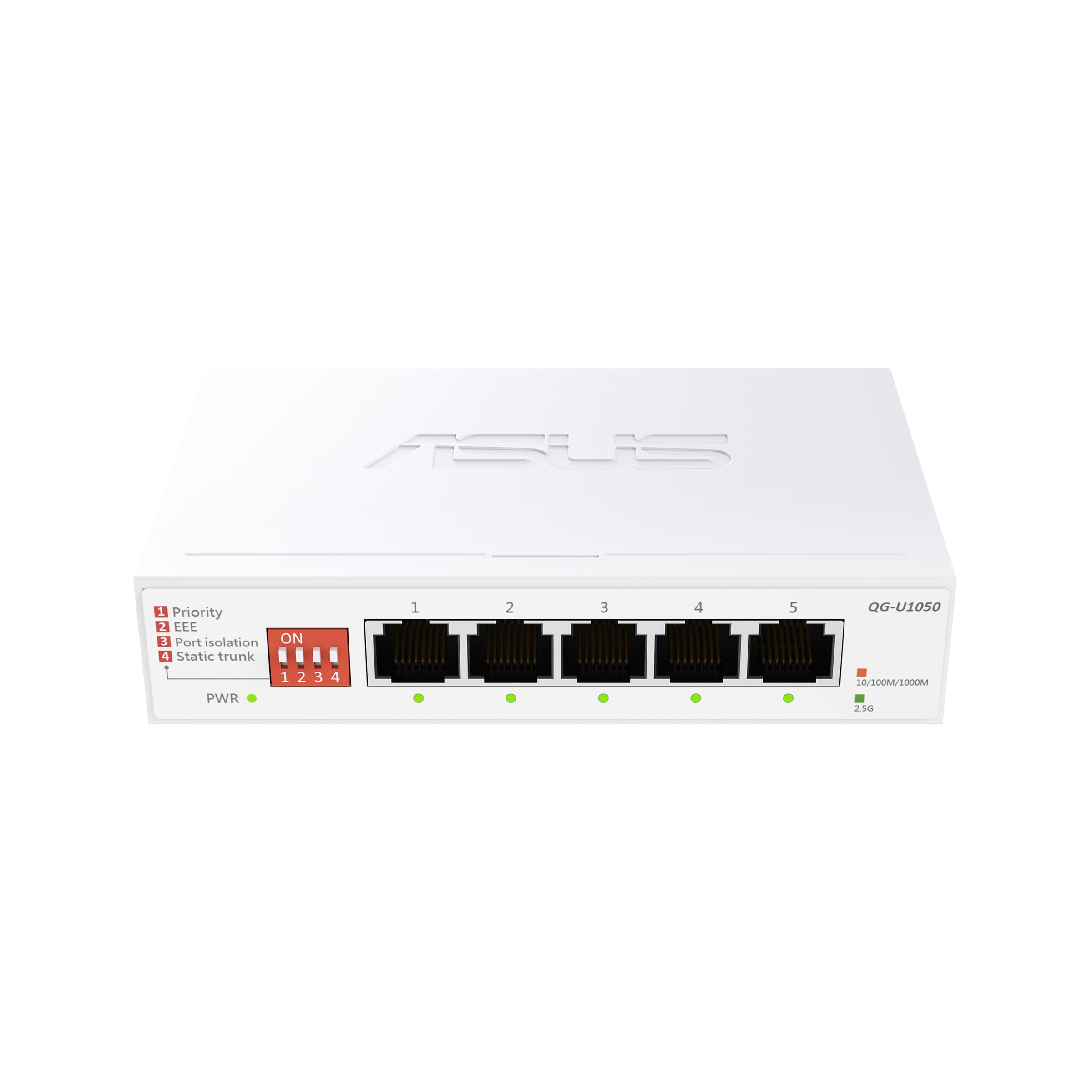 ASUS QG-U1050, commutateur Non géré 5 Ports 2,5 G, Prend en Charge 4 Modes intelligents, concentrateur réseau Domestique, répartiteur Ethernet de Bureau, Plug and Play, Installation Facile, Bureau