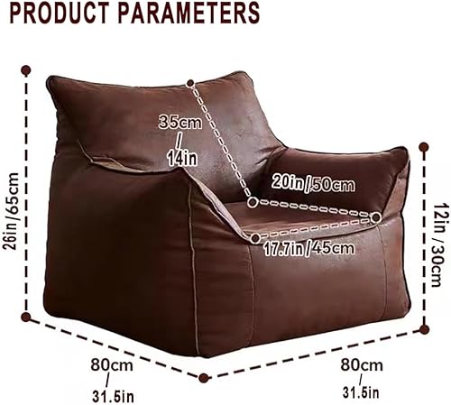 Miniatura 2 de Funda para puf (sin relleno), funda de lujo para sofá individual perezoso, de piel sintética, de gamuza sintética, puf para dormitorio, sala de