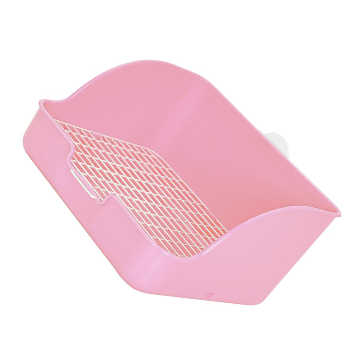 Happyyami Lettiera per Coniglietti Rettangolare in Plastico Rosa, Base Filtrante Anti-Perdita, Controllo Odori, per Addestramento in Casa e Giardino