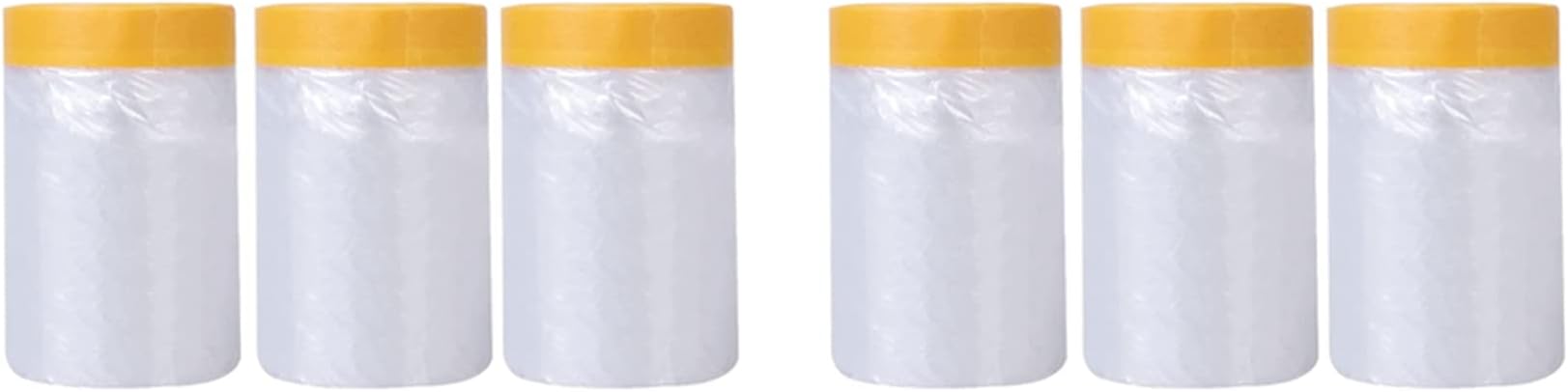 6X Dust Sheets Roll, Plastic Masking Film Rolls Drape Masking Film with Self-Adhesive Tape