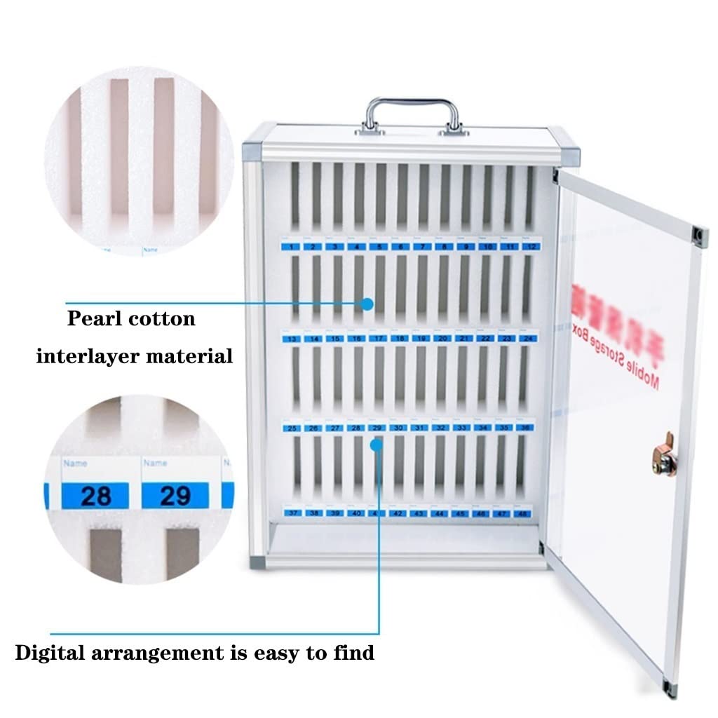 Caja De Seguridad Portátil Para La stión De Teléfonos Móviles Para Estudiantes - Caja De Almacenamiento De Teléfonos Móviles Plateada Para Empleados Estación De Carga Segura Con 24 Ranuras.