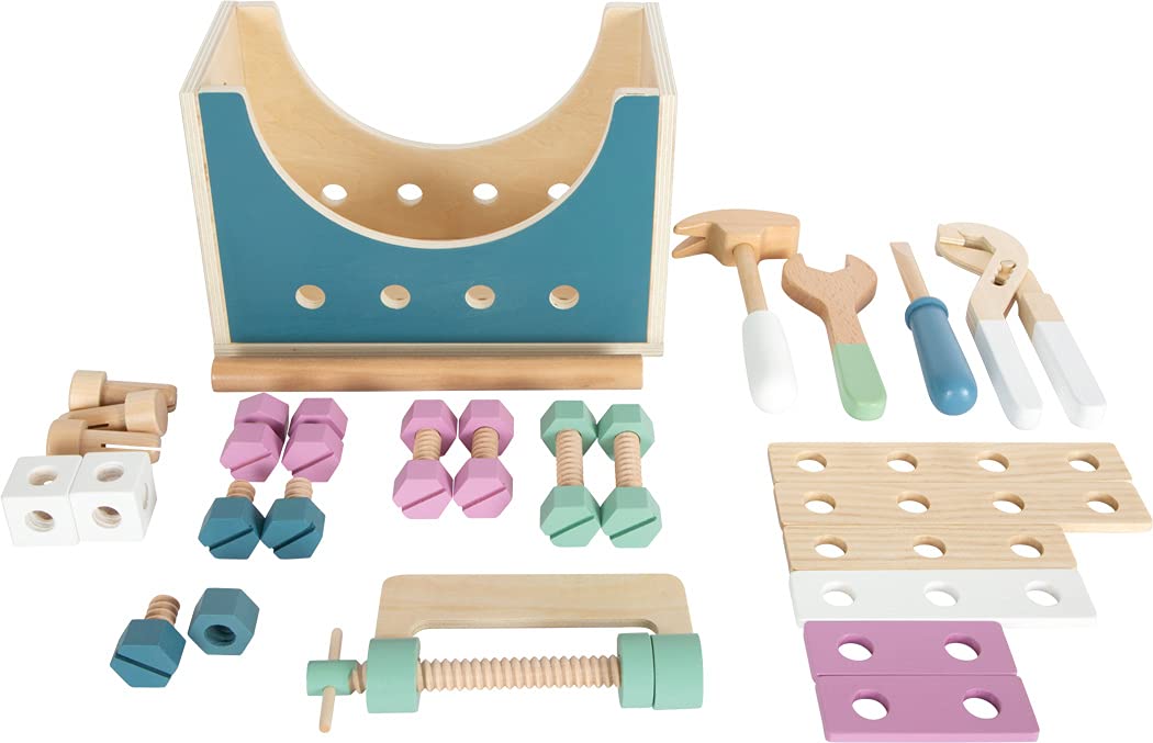 Small Foot 12213 2-in-1 Toolbox Nordic, with wooden tools for kids role-play toy for children aged 3+ years - Image 3