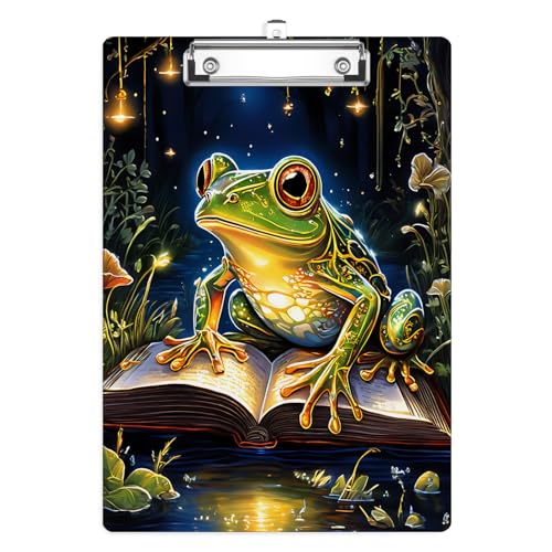 Glowing Frog Clipboard,Decorative Clip Board with Metal Clip Cute Plastic