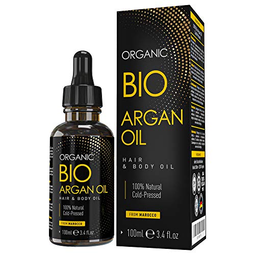 BIO Arganöl Vegan + Kaltgepresst - 100ml in Lichtschutz Glas-Flasche - Anti-Aging - Feuchtigkeitspflege für Junge Haut, Gesicht, Haare & Nägel Cover