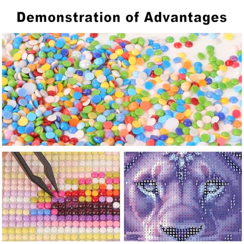 Image of AiYuanzsh 5D Diamond Art Kits for Adults, Fantasy Purple Lion Diamond Painting Kits for Beginners, DIY Full Drill Round Rhinestone Gem Art Crafts Paintings for Home Wall Decor 12 x 16 inch