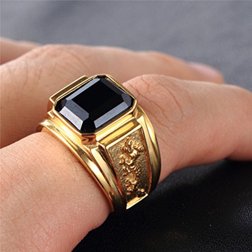 PAURO Uomo Acciaio Inossidabile Anello di Pietra