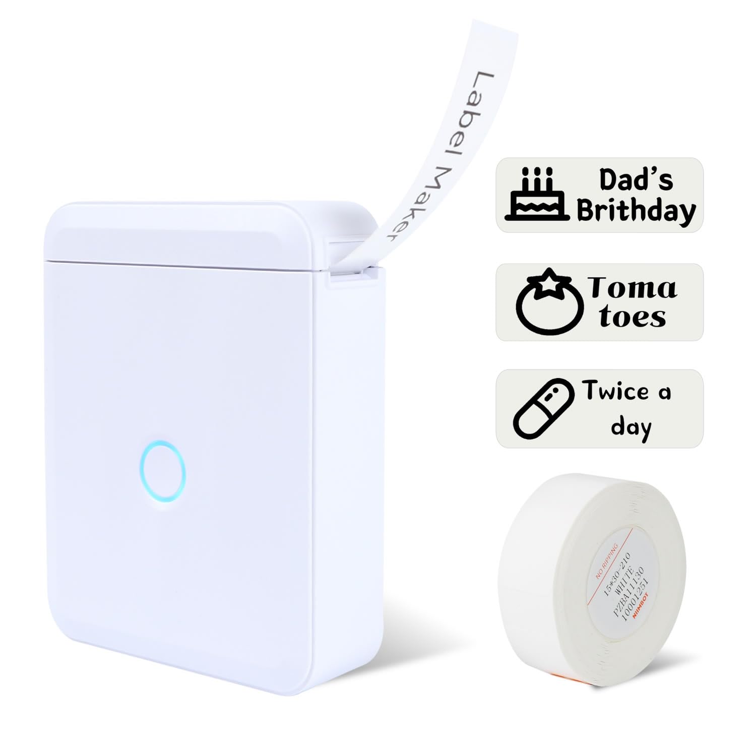 LMASBLTER D110M Label Maker Machine with Tape Portable Bluetooth Sticker Label Printer with Different Fonts Easy to Use Ideal for Home Office Organization Small Business Supplies USB Rechargeable