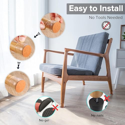 Image of 24 PCS Silicone Chair Leg Floor Protectors, Premium Felt Furniture Pads for Hardwood Floors, Furniture Sliders for Chair Leg Stool Leg Protectors Cap for Avoid Noise and Scratches (Clear, Large)