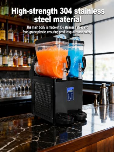Image of Commercial Frozen Drink Maker 8Gal /30L, Double Tank Slushie Machine Maker 900W, 2 Mods 120 Cups Stainless Steel Margarita Smoothie Cocktail Maker for Restaurants, Bars, Cafes, Food Truck, Auto Clean