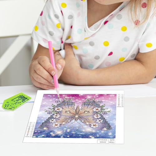 Image of AiYuanzsh 5D Butterfly Diamond Painting Kits for Adults, DIY Special Shape Diamond Art Kits for Beginners, Crystal Rhinestone Diamond Painting for Home Wall Decoration Gift, 12x12 Inch