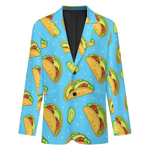 Mexican Food Funny Tacoes Men's Suits Dress Business Formal Suit Print Jackets Coat For Wedding Party4