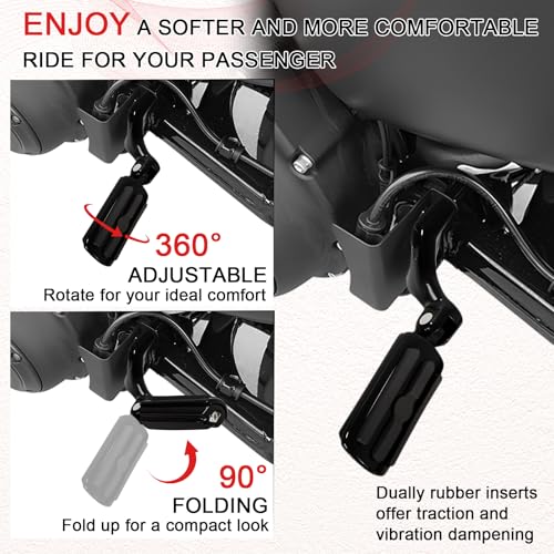 Image of Passenger Footpegs pegs for Harley Sportster XL 2014-2022,for XL1200,XL883,Seventy-Two,Iron 1200 883,Forty-Eight, Black Rubber Style