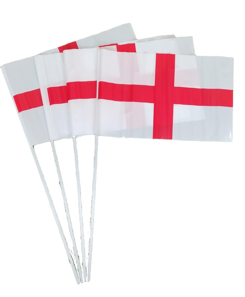 PMS Pack of 4 England Flags Hand Waving St George's World Cup Celebration 12 x 8 Inch On Stick