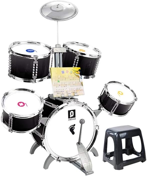 限定モデル Liufs ドラム 両面ドラム子供ビートドラムビギナーおもちゃ楽器3歳 色 黒