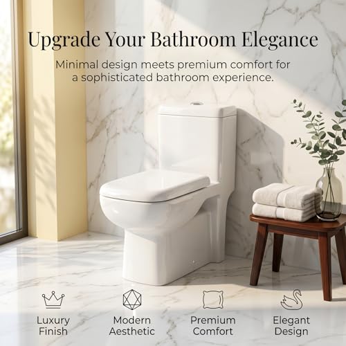 Image of ELEGANT CASA Polypropylene Soft Closing Toilet Seat /Western Toilet Seats Cover for Bathroom /Seat for Commode with Stable Hinges-Rectangular Shape Design Colour (Glossy White)-1 Set