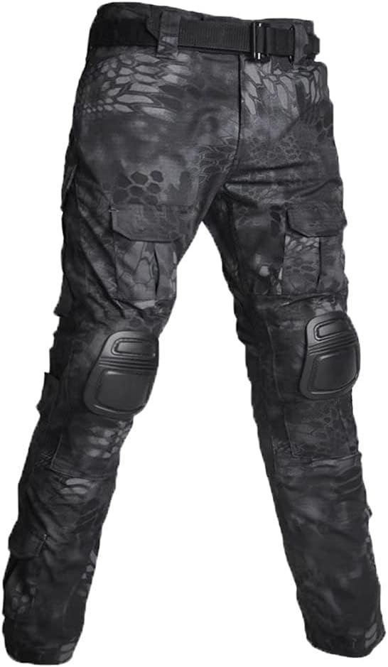 Men's Tactical Military Pants Slim Fit Airsoft Combat Pant with Knee Pads