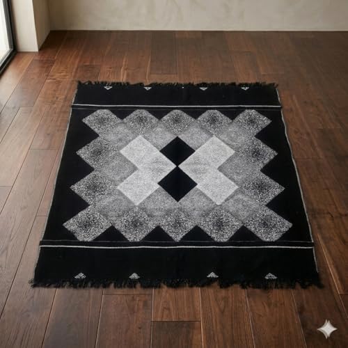 Image of Creative Hub Premium 4x6 ft Geometric Carpet - Solid Black Modern Living Room Rug