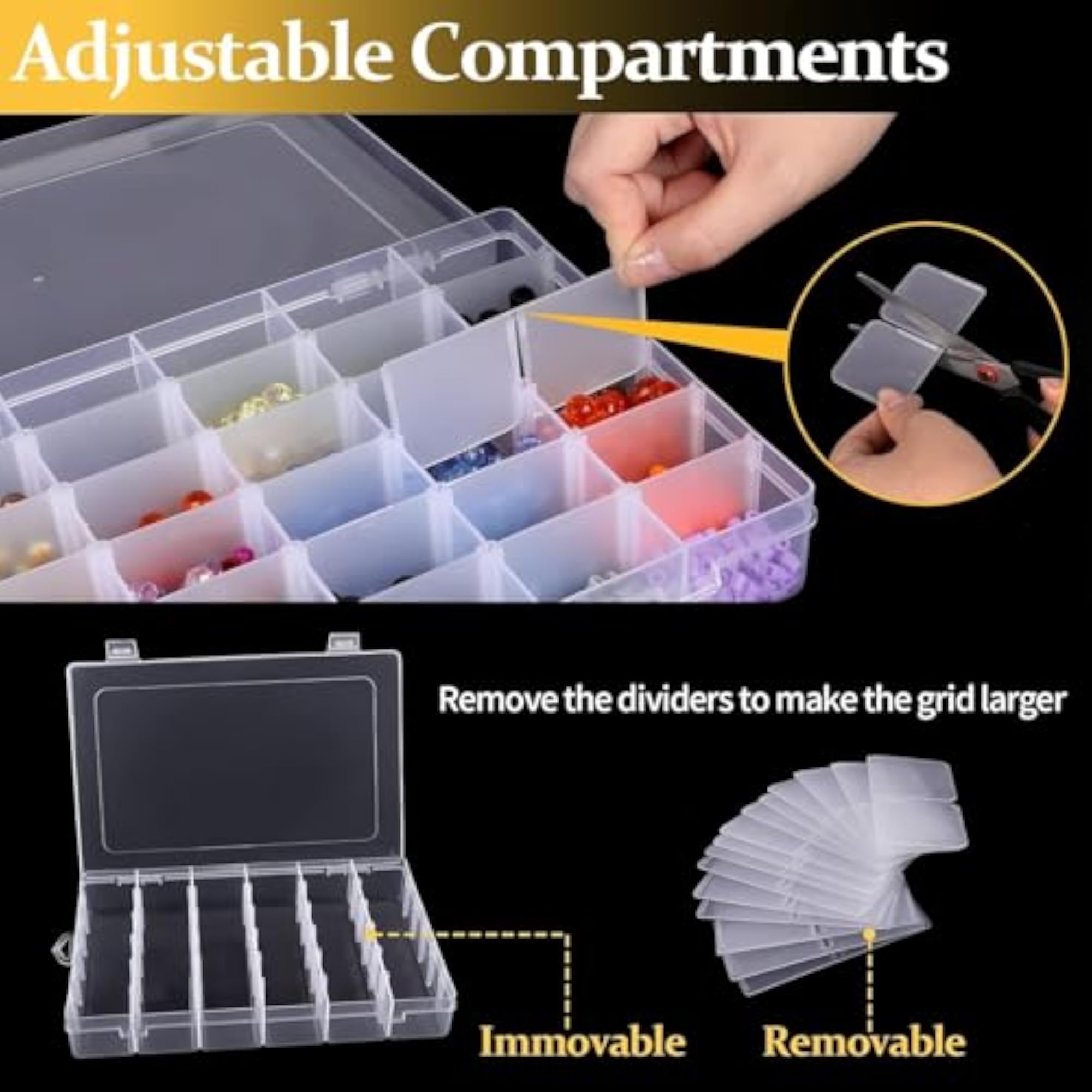 36 Compartments Clear Plastic Jewellery Organizer Box