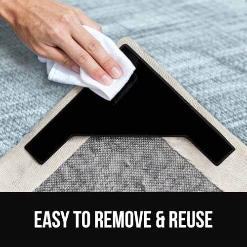 Image of GORILLA GRIP 8 Pack Extra Wide Dual Sided Rug Gripper Pads, Holds Carpet in Place on Hardwood Floors and Tile, Removable Reusable Sticky Corner Grippers, Universal Fit Floor Pad for Under Area Rugs