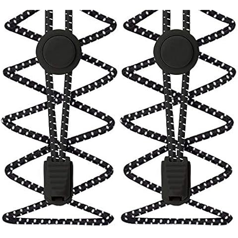 YOCZOX Elastic Laces, No Tie Shoelaces with Reflective Threads for marathon & triathlon runners, trainers, kids, Disabled, the Elderly etc, 120cm, Black Cover