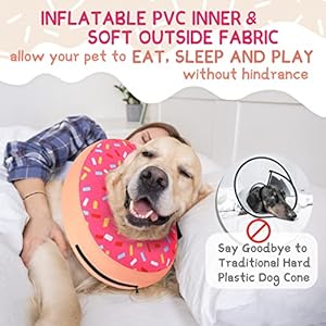 Supet Inflatable Dog Cone Collar Alternative after Surgery, Dog Neck Donut Collar Recovery E Collar, Soft Dog Cone for Small Medium Large Dogs