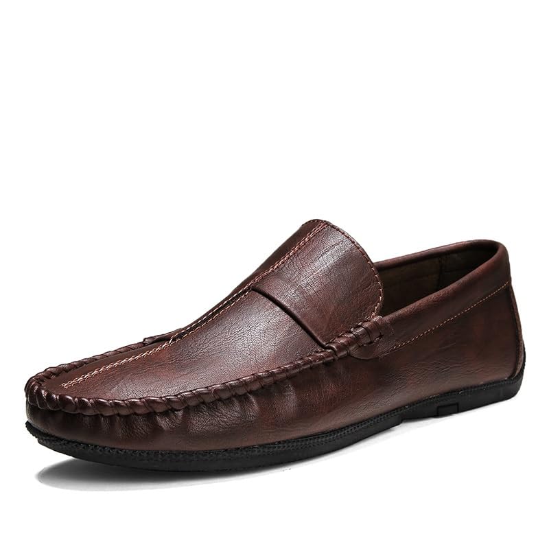 Loafers for Men Round Toe PU Leather Loafer Shoes Comfortable Anti-Slip Slip Resistant Classic Outdoor Slip-on