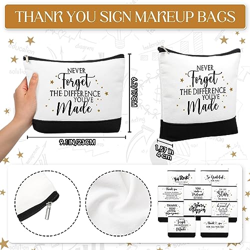 Cunno 30 Pcs Canvas Zipper Pouch Bulk Inspirational Quotes Makeup Bags 6 Style Employee Housekeeper Teacher Christmas Appreciation Gifts School Office Supplies for Travel Toiletry Organized(Classic)2