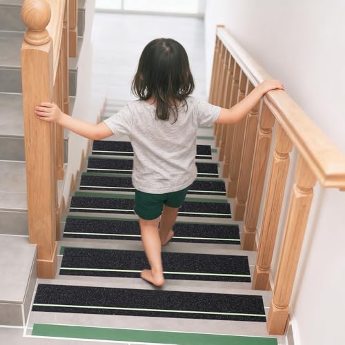 Image of Glow in Dark Anti Slip Tape,4 inch x35FT Heavy Duty Waterproof Safety Grip Tape for Stairs, Pool, Bathroom - Black & Glow Stripe Indoor /Outdoor Multi-Purpose Traction Tape
