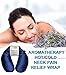 Happy Wraps Microwavable Herbal Neck Wrap - Hot Cold Aromatherapy Neck Warming Pillow - Heating Pad for Migraines, Stress, Gifts for Women, Birthdays, Christmas and Free Sleep Mask - Sapphire Satin