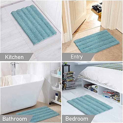 Image of Turquoize Luxury Chenille Bath Rug for Bathroom Rugs Extra Absorbent Bath