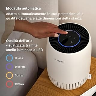 Bosch Air 1000 Purificatore d’Aria - Rimuove gli inquinanti, include filtro aria e modalità sleep (< 25 dB(A)) - per superfici fino a 23 m² - con modalità automatica - CADR: 100 m³/h