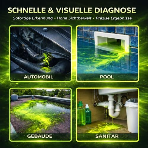 DOSIDIAG Uranin | Intensiver Markierungsfarbstoff zur Lecksuche: Pool, SPA, Sanitär, Dach, Auto | Fluorescein | Leckortung