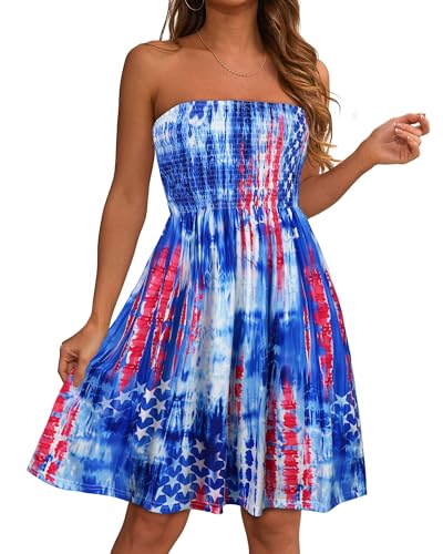Image of elescat Summer Dresses for Women 2026 Strapless Casual Beach Cover Ups Tube Top Sundress