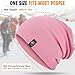 YANIKY Slouchy Beanie for Women, Mens Beanie Hat, Soft Comfortable Cotton Double Layer Windproof Skull Cap Beanie Suitable for All Seasons (Black+Pink)