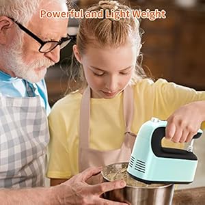 9-Speed Digital Hand Mixer Electric, 400W Powerful DC Motor, Baking Mixer Handheld with Snap-On Storage Case, Touch Button, Turbo Boost, Dough Hooks, Whisk (Ice Blue) 9 Speed Digital Hand Mixer Electric 400W Powerful DC Motor Baking Mixer Handheld with Snap On Storage Case Touch Button Turbo Boost Dough Hooks Whisk Ice Blue