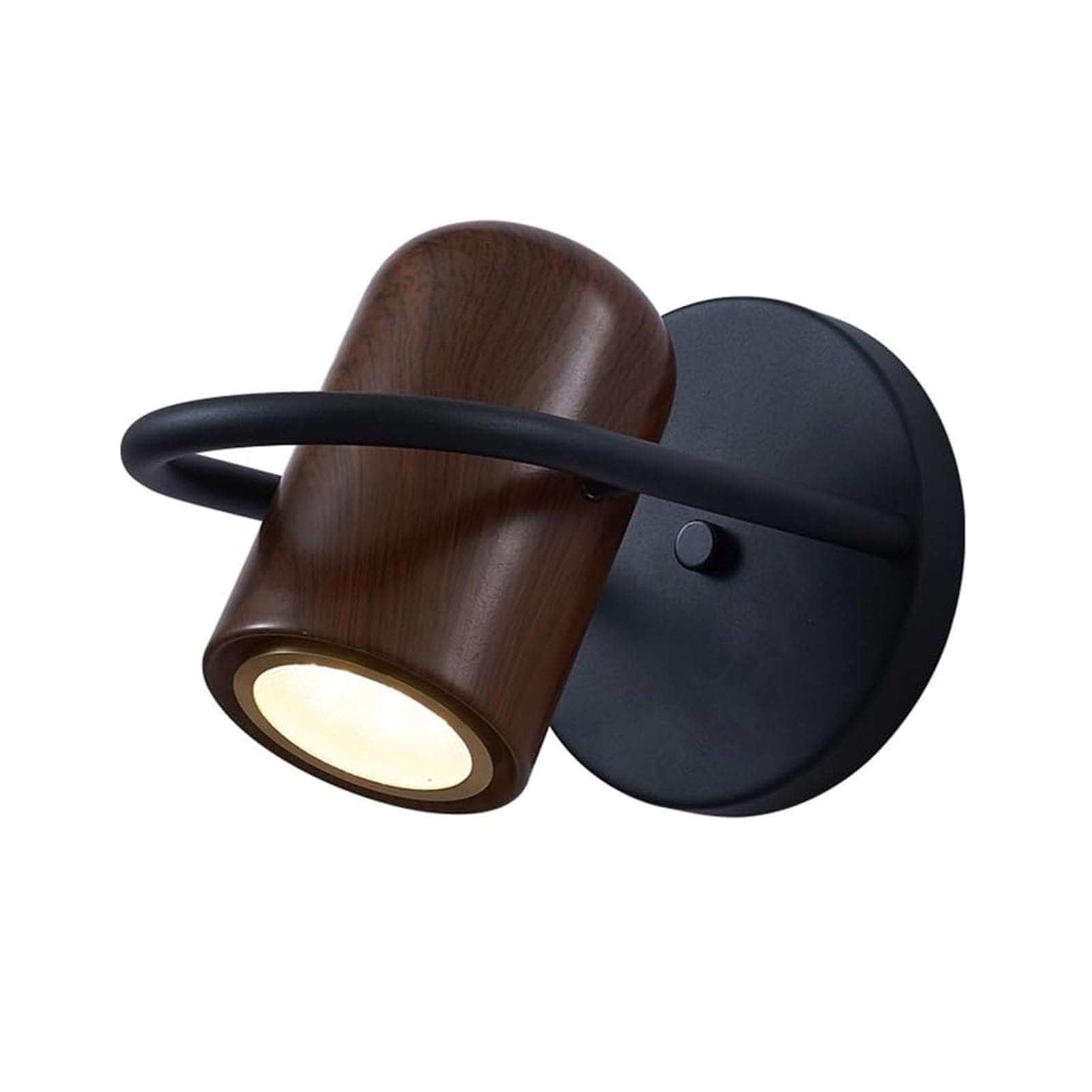JOUFNING LED Wall Mounted Lights, 6W 3000K Wall Sconce Lamp, Modern 330° Rotatable Wood Wall Lamp, for Living Room Bedroom Hallway Corridor Stairs Hall, Black