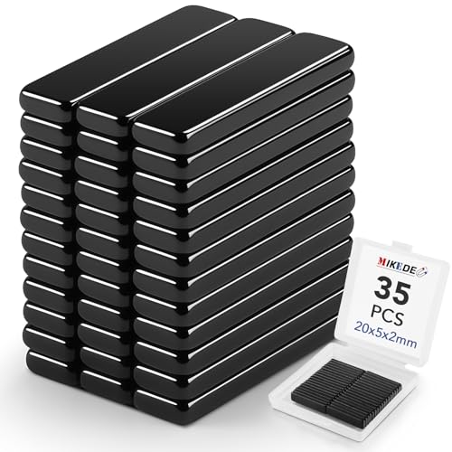 Image of MIKEDE 35 Pcs Small Bar Neodymium Magnets, 20x5x2 mm Rectangular Rare Earth Magnets for Crafts, Heavy Duty for Refrigerator, Tool Storage, Whiteboard, DIY