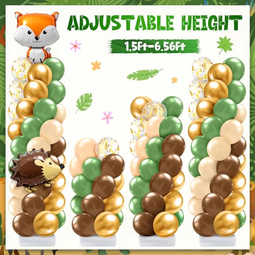 LaRandom 2 Sets Woodland Animals Baby Shower Balloon Column Stand Kit Sage Green and Brown Balloon Arch Garland Kit for Birthday Party Neutral Forest Gender Reveal Cartoon Baby Shower Decoration by LaRandom - Used condition - Image 5