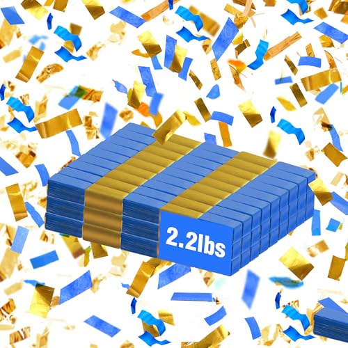 Blue & Gold Confetti Paper - BULK 2.2lbs | 1kg,