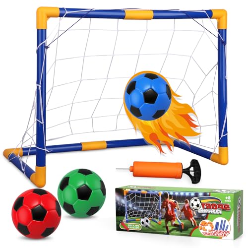 Small Soccer Goal Set with 3 Ball Pump for Baby Toddler Kid 6 Soccer Mini Goals Training Equipment for Garden Indoor Outdoor Backyard Gift for Boy Girl Sports Family Game 24x18 Inch