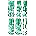 SWACC 7 Pcs Full Head Party Highlights Clip on in Hair Extensions Colored Hair Streak Synthetic Hairpieces (20-Inch Curly, Green)