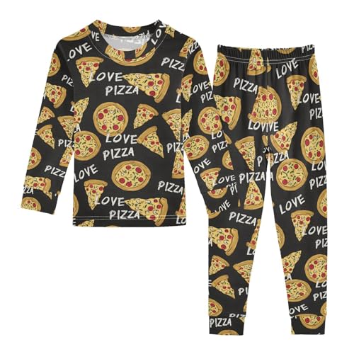 ALAZA Love Pizza Funny Pajamas Long Sleeve Sleepwear 2-Piece Pajama Set