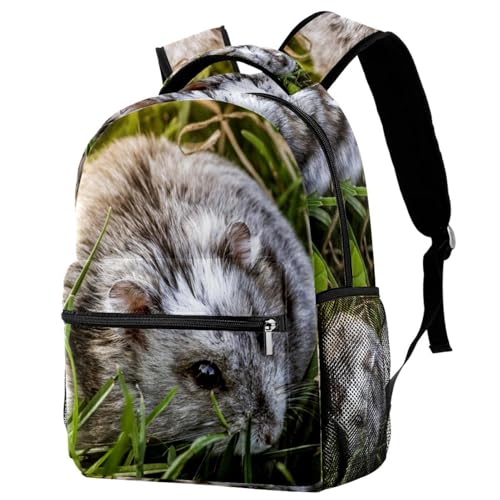 Sac à dos pour filles et garçons avec grand compartiment hamster gris