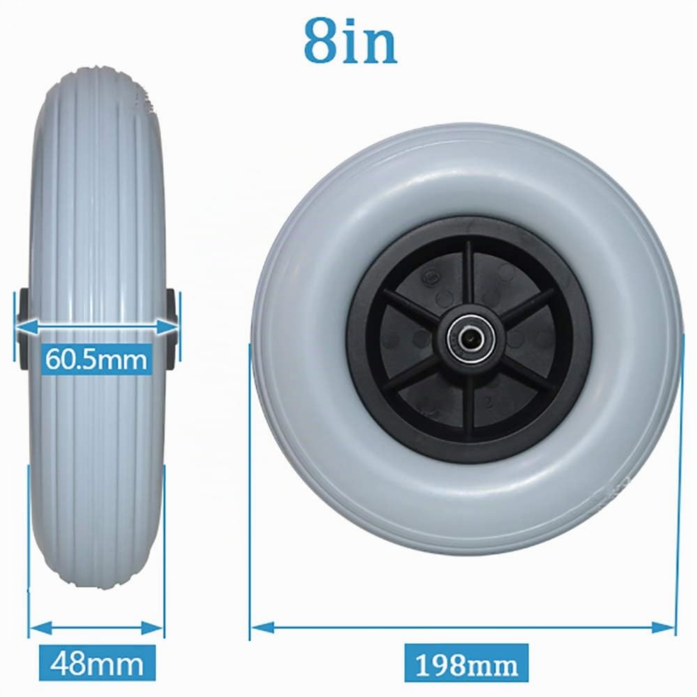 8"x 2" (200 X 50) Antideslizantes De Goma PU Ruedas para Sillas De Ruedas Ruedas Delanteras, para Muchas Sillas De Ruedas Estándar/Silla De Ruedas Eléctrica Reemplazo De 1 Par