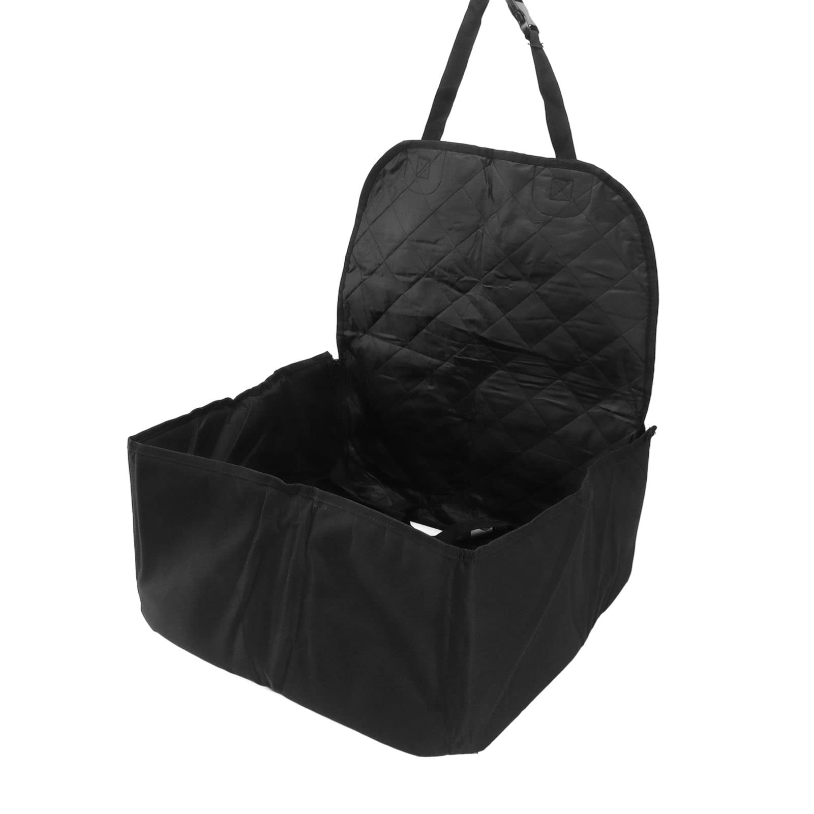 Car Dog Booster Seat, Oxford Cloth Water Proof Pet Carrier Safety Bag, Breathable and Washable, Foldable Portable Black Travel Cat Bag with Seat Belt, for Small Medium Dogs
