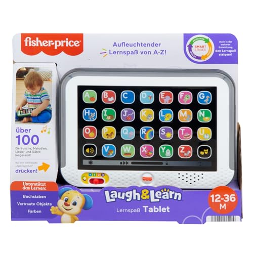 Fisher-Price Lernspaß, Lernspielzeug für Kleinkinder, Smart Stages Tablet Computer-Attrappe mit Musik und Leuchtfunktion für Kinder ab 1 Jahr, deutsche Version, HXB66