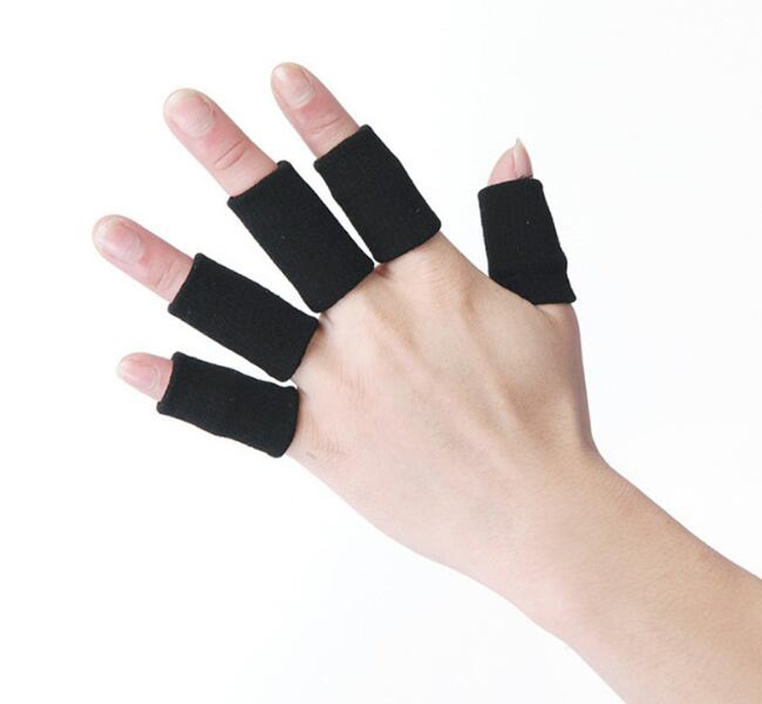 20Pcs Finger Sleeves Thumb Braces Support Elastic Compression Protector Braces for Relieving Pain Calluses Arthritis Knuckle (Black)