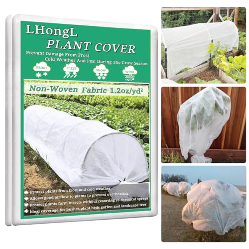 LHongL Plant Covers Freeze Protection with Ultra Fine Mesh Reusable Floating Row Cover for Plants Vegetables Flowers Fruits Frost Sun Protection 1.2oz/yd (6.5x10ft 2pc)